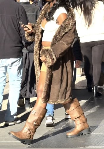 Duo Corset Cami in Ivory pairs with the brown suede fur coat