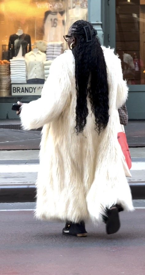 Zella Black Fur Trim Vegan Croc Leather Coat