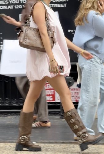 baby pink puffer mini dress