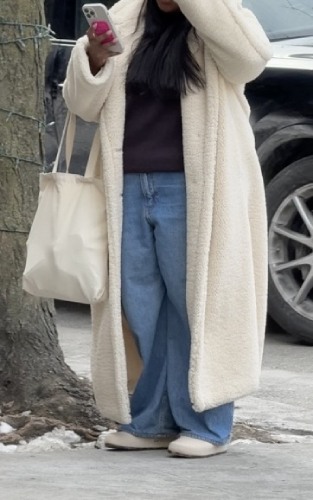 long white teddy trench