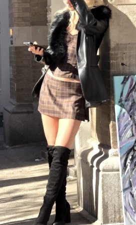 Marguerite Corset and the matching Micro Mini Skirt in Plaid Brown