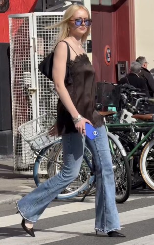 brown satin cami with lace trim