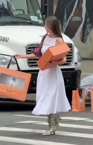 white linen maxi skirt and a white boatneck top