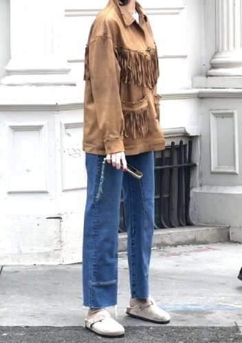 pair of dark wash jeans