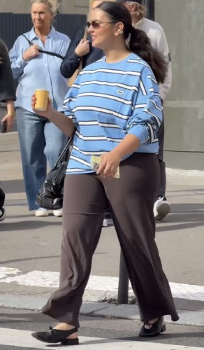 striped blue long-sleeve top