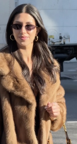 oversized brown fur coat