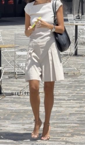 Pleated Cream Tailored Short