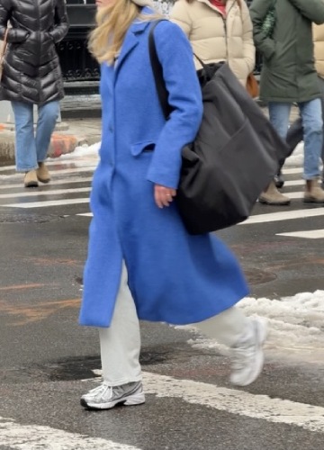 white beanie and heather grey sweatpants